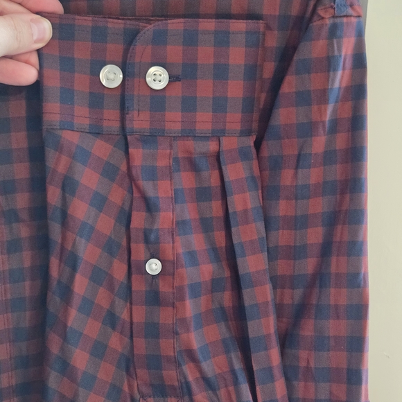 Duluth Trading Shirt Mens XL Tall, Red Blue Plaid Flannel, Button Down Untucked - Picture 7 of 14